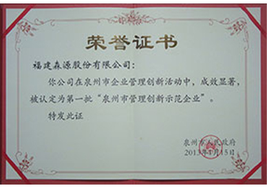 2013泉州市管理创新示范企业
